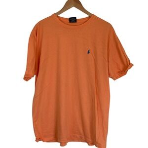 VTG Polo by Ralph Lauren Men's Orange Short Sleeve Tee Shirt Size Large Blue Pon